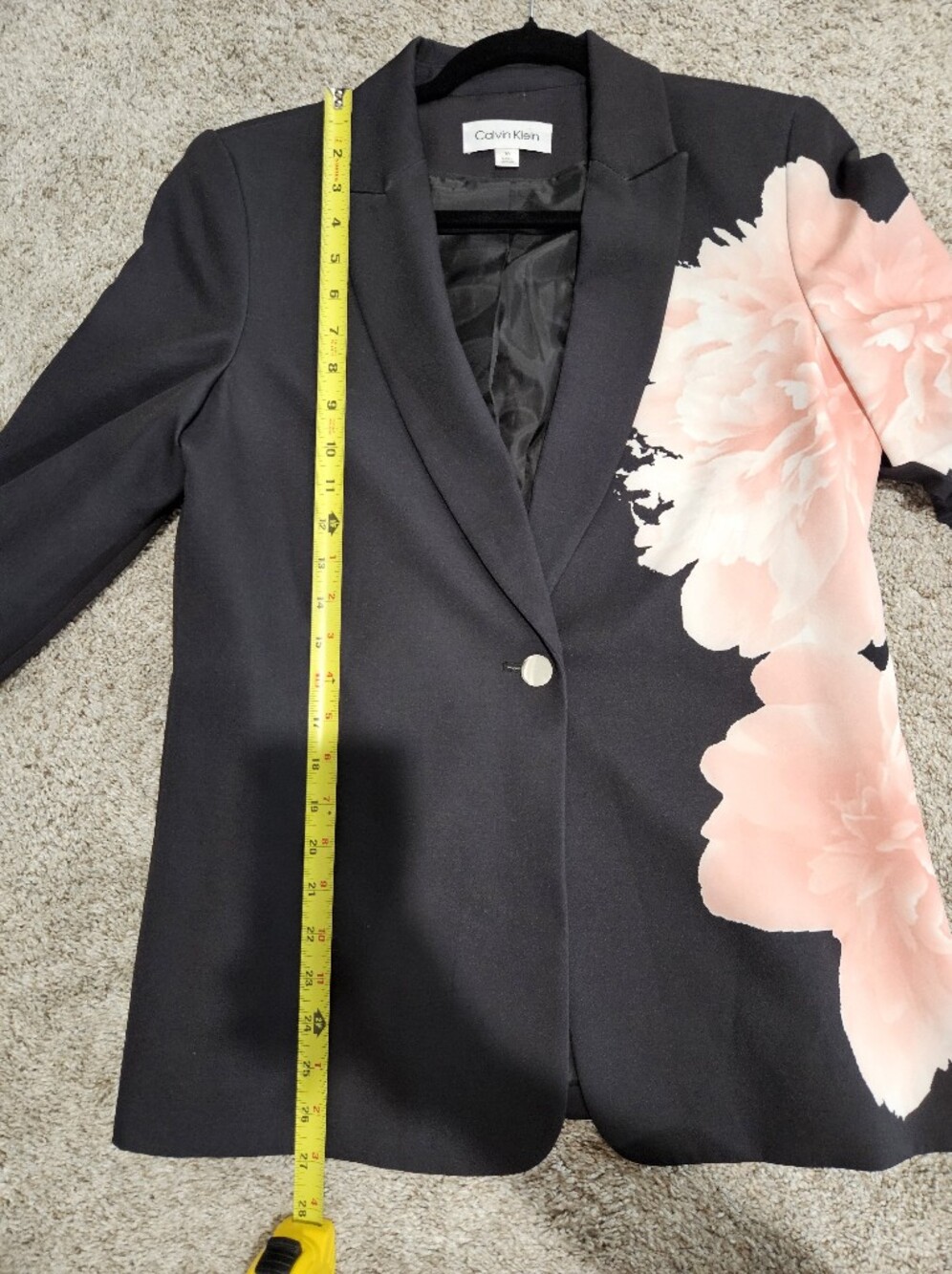 Calvin Klein Black Blazer with Pink Floral Print - Picture 3 of 10